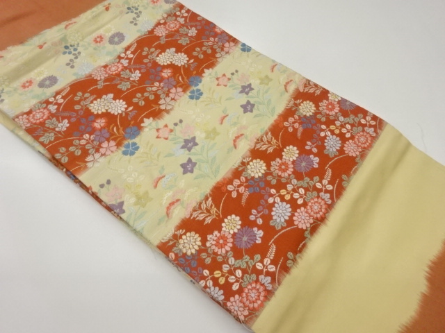 JAPANESE NAGOYA OBI / WOVEN AUTUMN FLOWERS